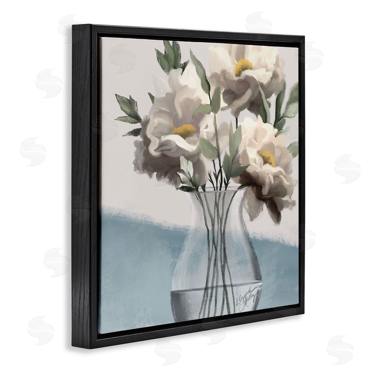 Elizabeth Medley Sweet Vase Bouquet Black Floating Frame Canvas Wall Art Print