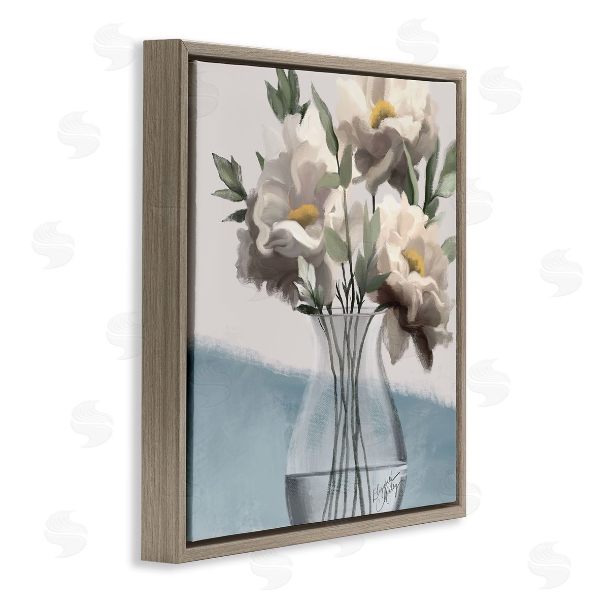 Elizabeth Medley Sweet Vase Bouquet Brown Floating Frame Canvas Wall Art Print