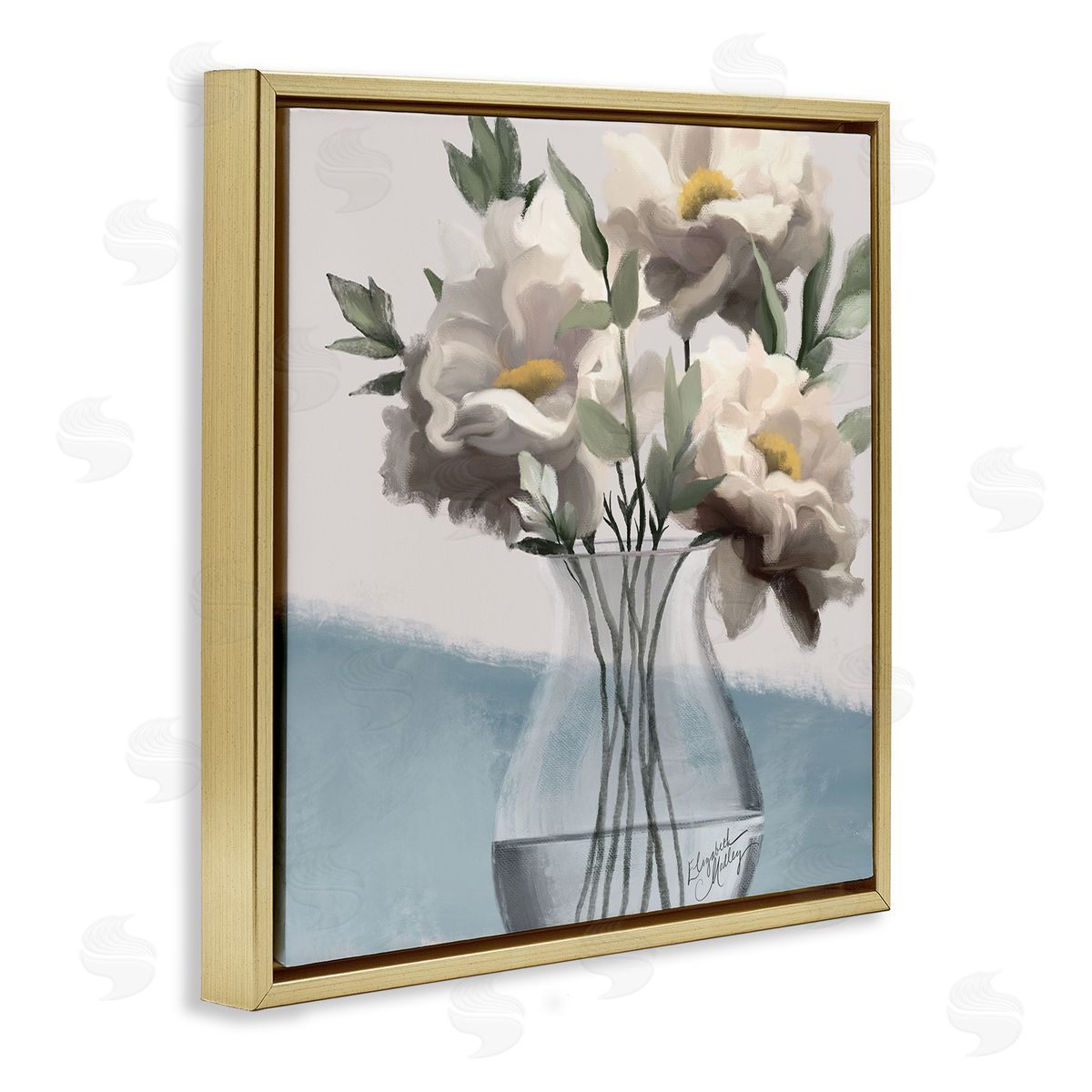 Elizabeth Medley Sweet Vase Bouquet Gold Floating Frame Canvas Wall Art Print
