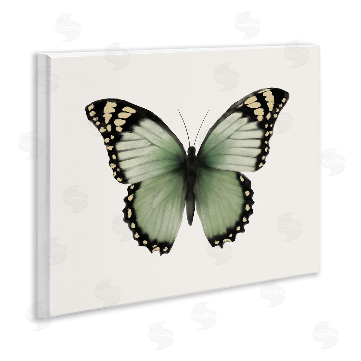 Elizabeth Medley Green Symmetrical Butterfly Wooden Wall Plaque Art Print
