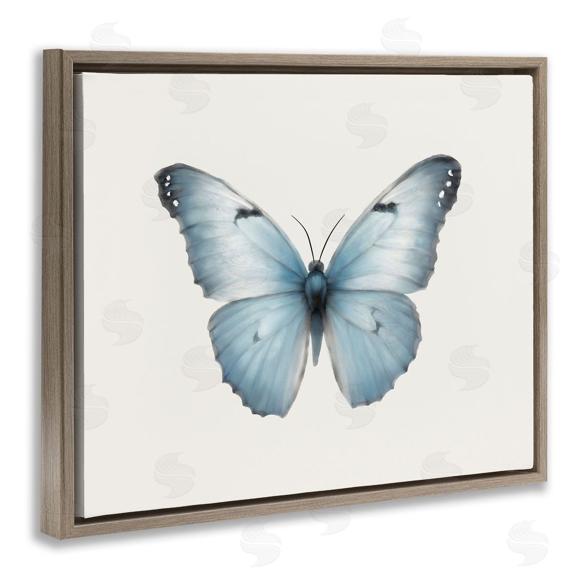 Elizabeth Medley Blue Symmetrical Butterfly Brown Floating Frame Canvas Wall Art Print