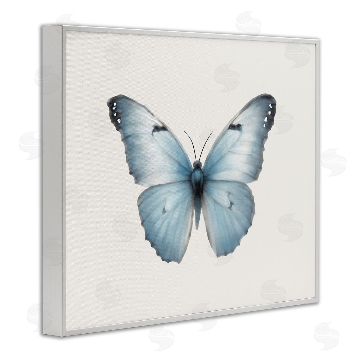 Elizabeth Medley Blue Symmetrical Butterfly White Framed Giclee Wall Art Print