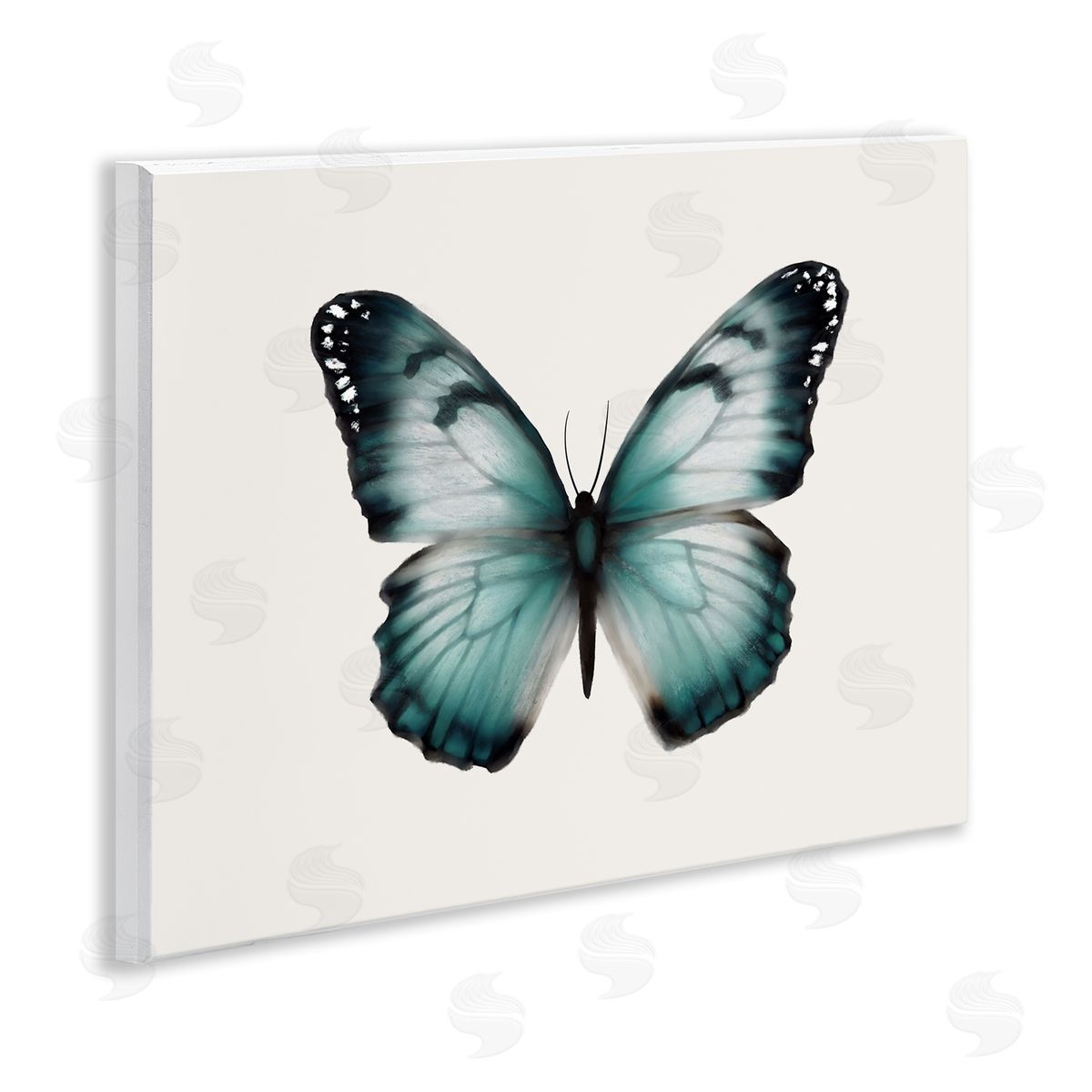 Elizabeth Medley Teal Symmetrical Butterfly Wooden Wall Plaque Art Print