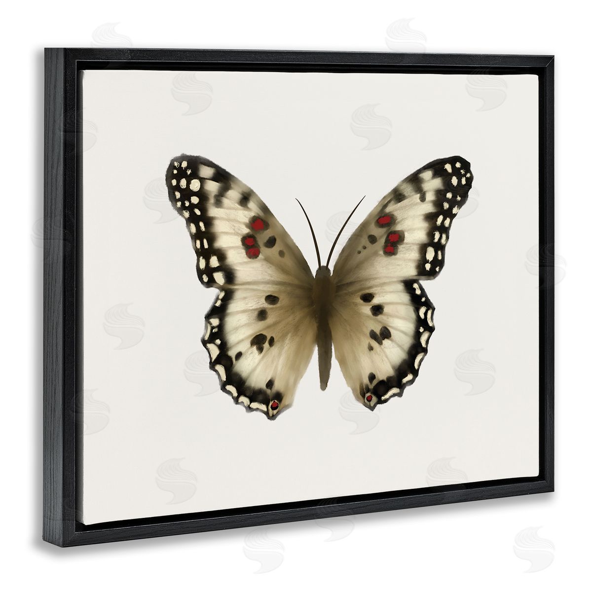 Elizabeth Medley Tan Symmetrical Butterfly Black Floating Frame Canvas Wall Art Print