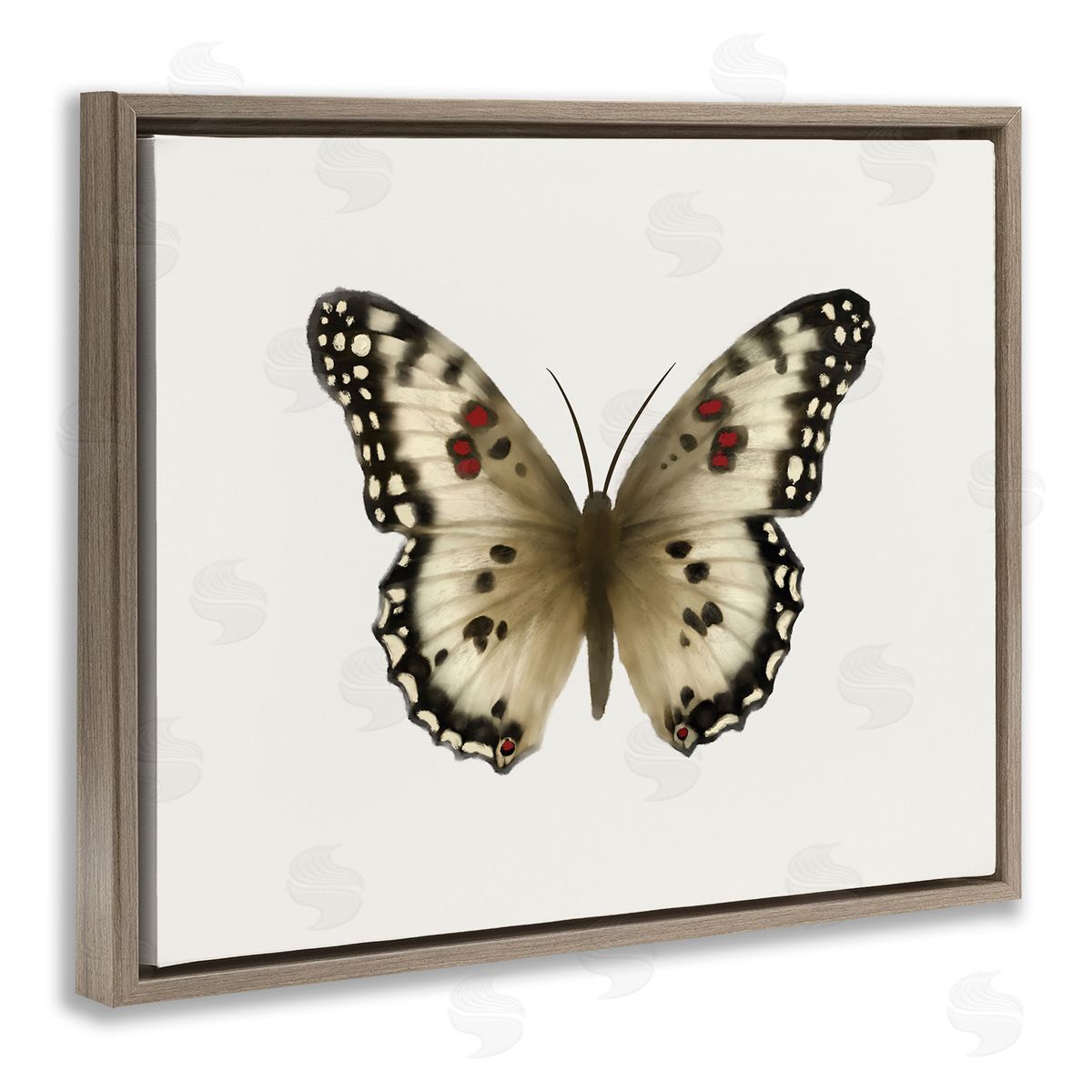 Elizabeth Medley Tan Symmetrical Butterfly Brown Floating Frame Canvas Wall Art Print