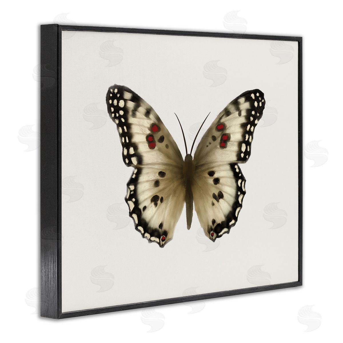 Elizabeth Medley Tan Symmetrical Butterfly Black Framed Giclee Wall Art Print