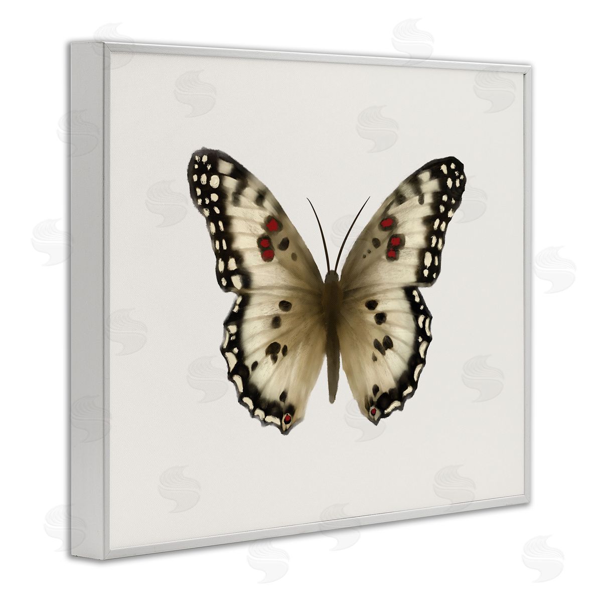 Elizabeth Medley Tan Symmetrical Butterfly White Framed Giclee Wall Art Print