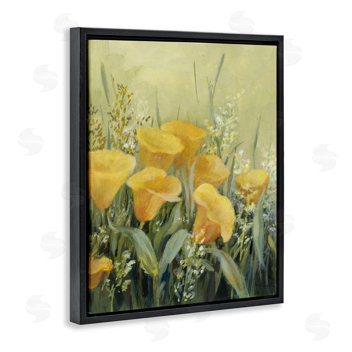 Lanie Loreth Golden Horned Poppies Black Floating Frame Canvas Wall Art Print