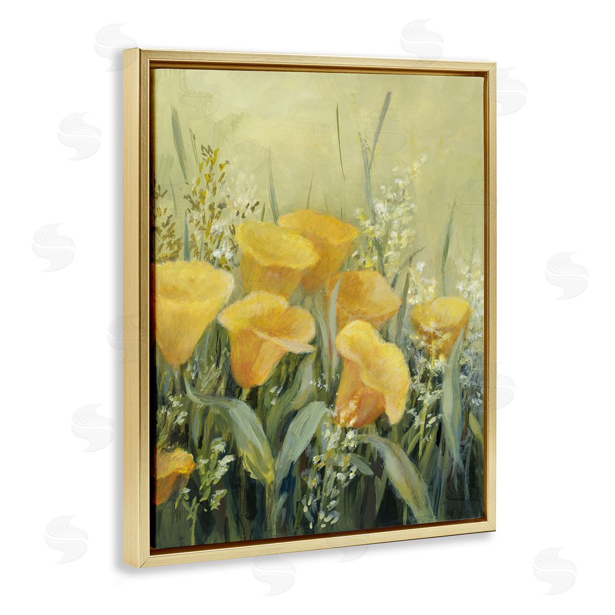 Lanie Loreth Golden Horned Poppies Gold Floating Frame Canvas Wall Art Print