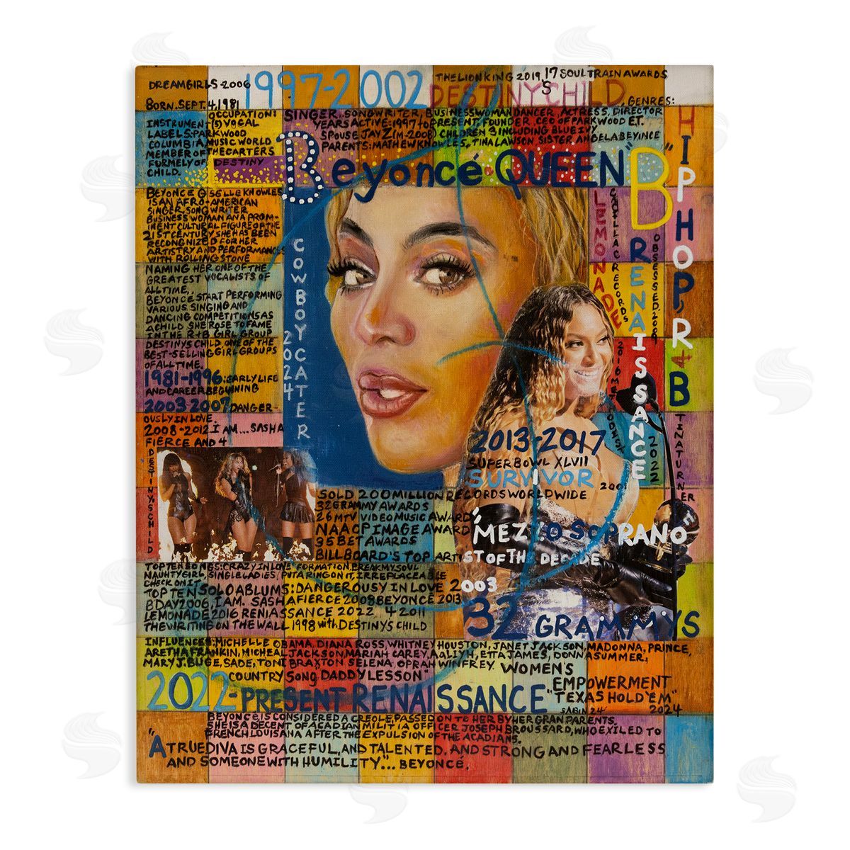 Sabin Beyonce Musician Collage Canvas Wall Art Print