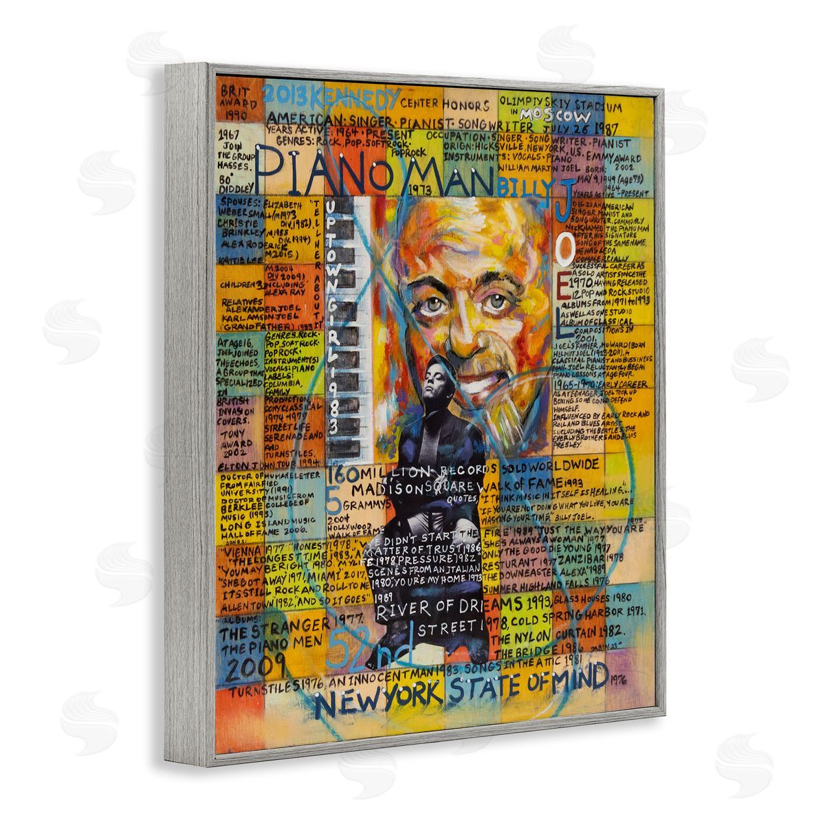 Sabin Billy Joel Collage Gray Framed Giclee Wall Art Print