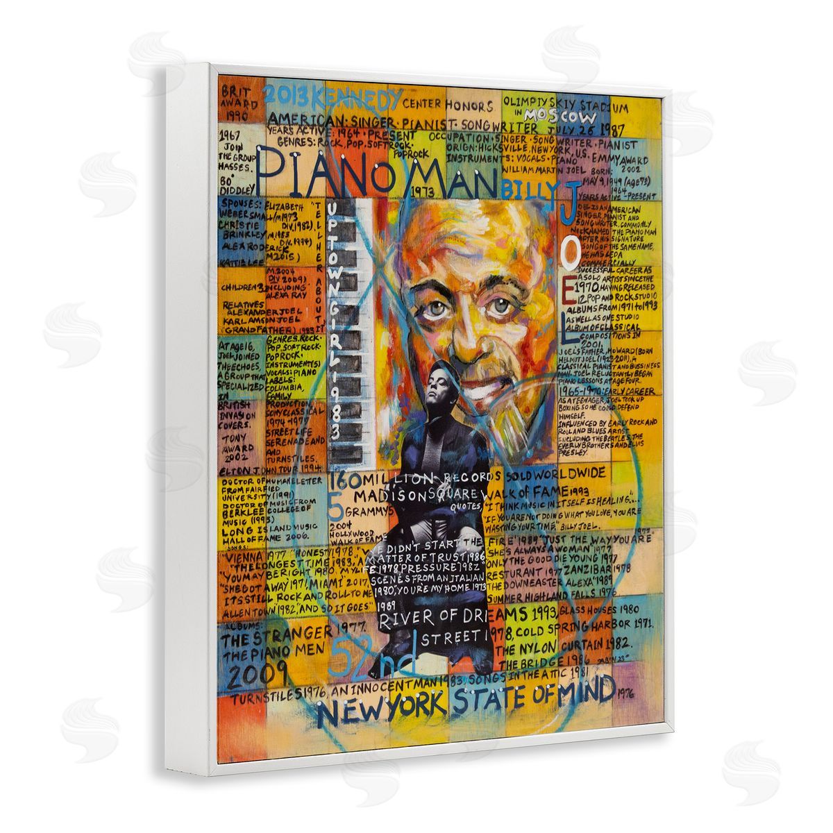 Sabin Billy Joel Collage White Framed Giclee Wall Art Print