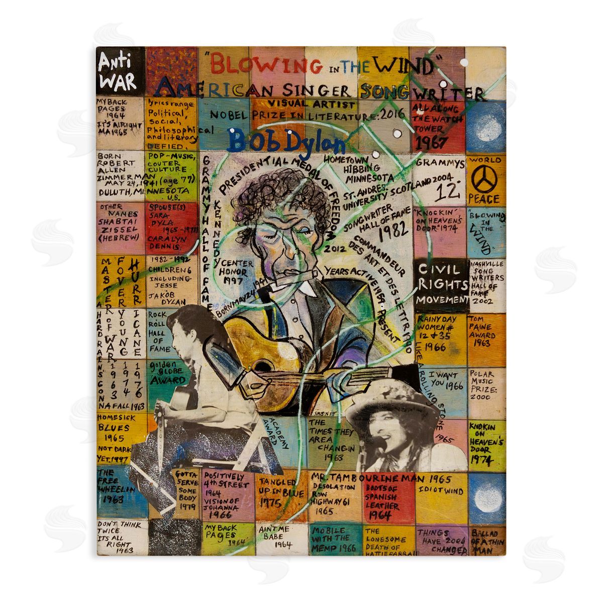 Sabin Bob Dylan Collage Canvas Wall Art Print