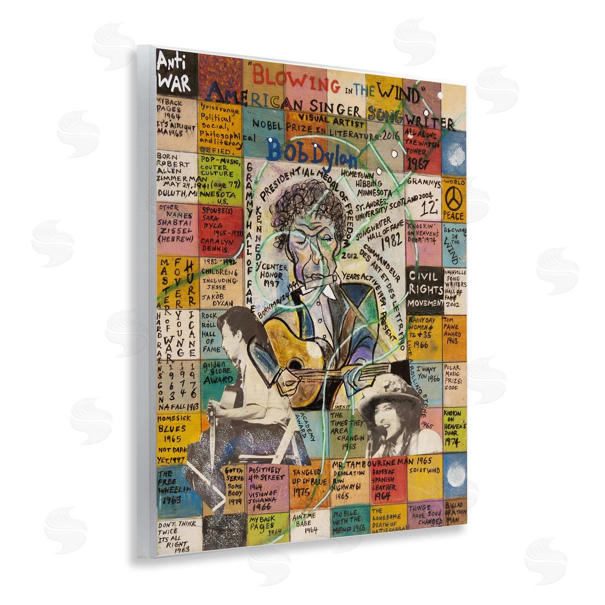 Sabin Bob Dylan Collage Wooden Wall Plaque Art Print