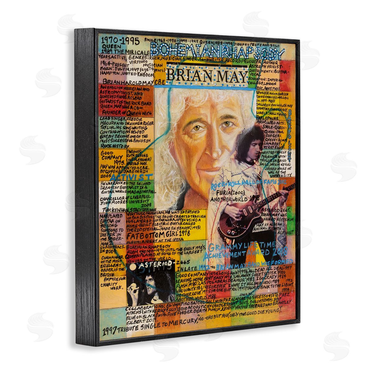 Sabin Brian May Collage Black Framed Giclee Wall Art Print
