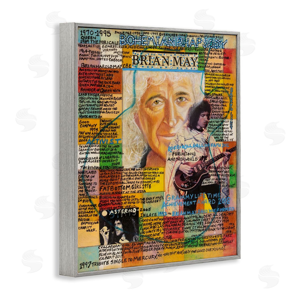 Sabin Brian May Collage Gray Framed Giclee Wall Art Print