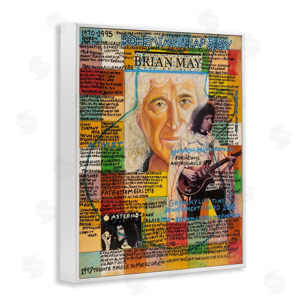Sabin Brian May Collage White Framed Giclee Wall Art Print