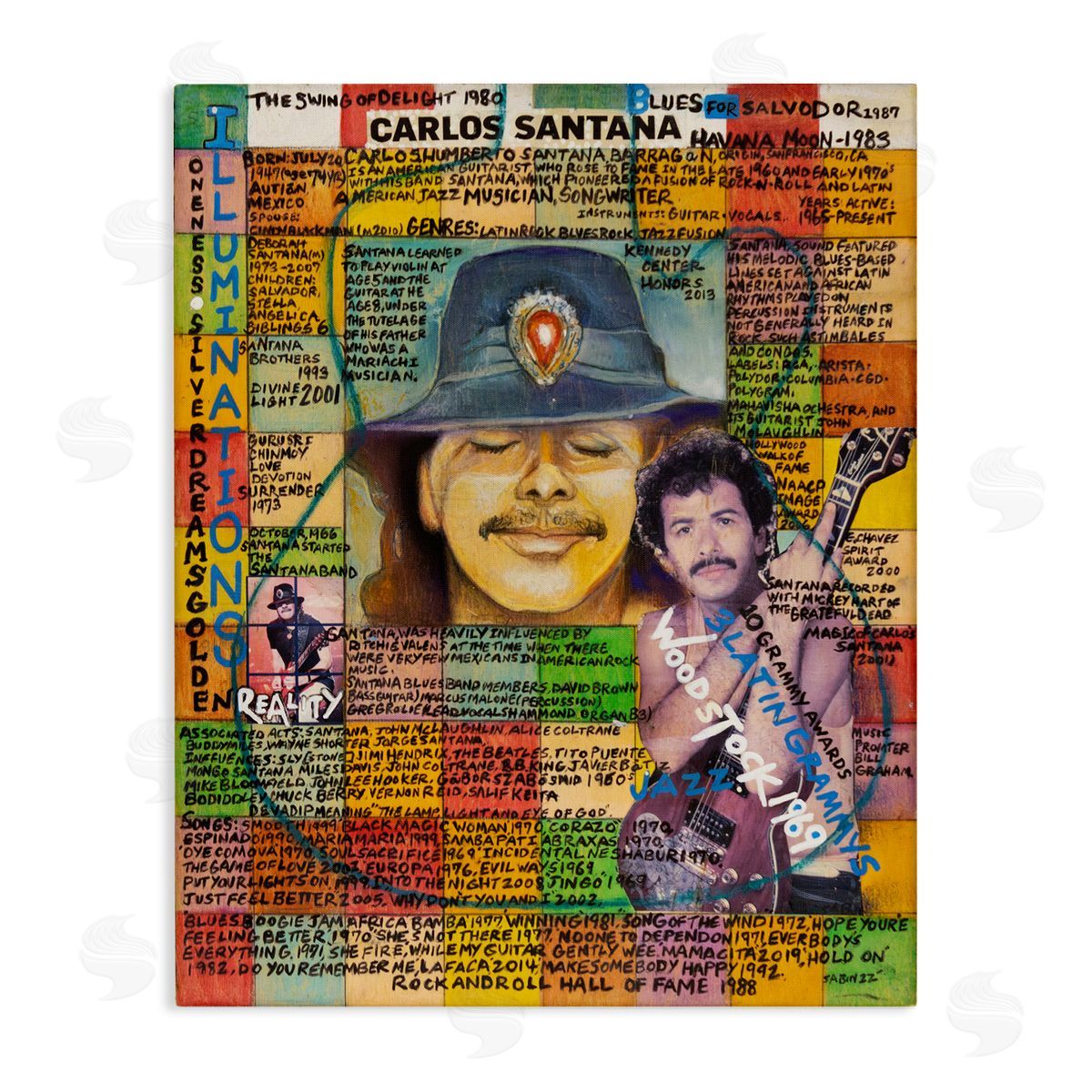 Sabin Carlos Santana Collage Canvas Wall Art Print