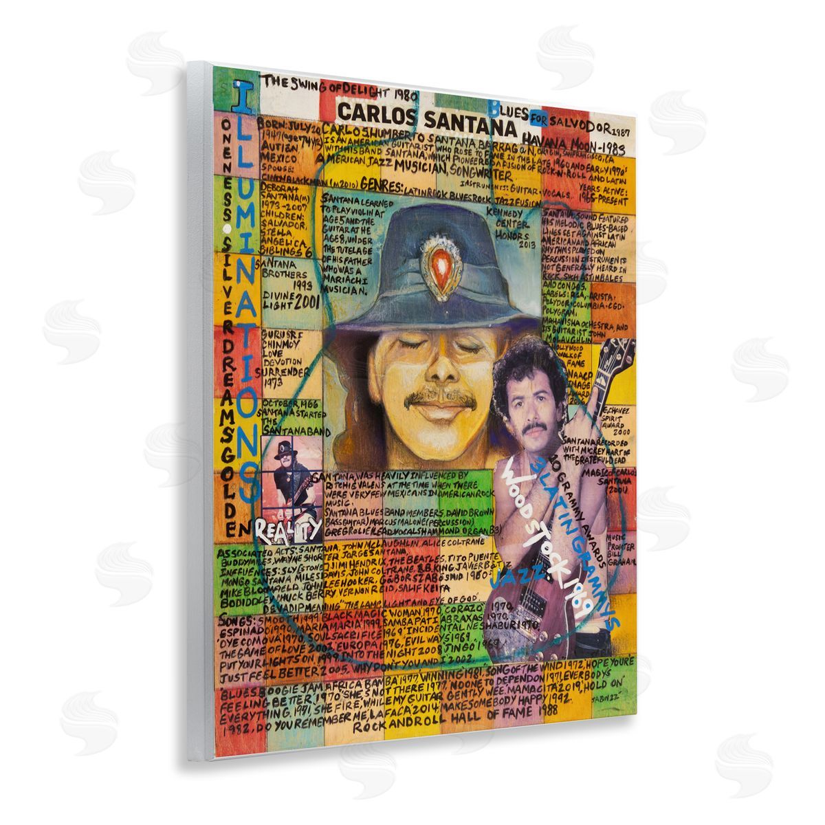 Sabin Carlos Santana Collage Wooden Wall Plaque Art Print