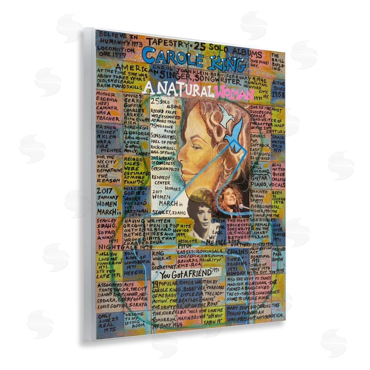 Sabin Carole King Collage Wooden Wall Plaque Art Print