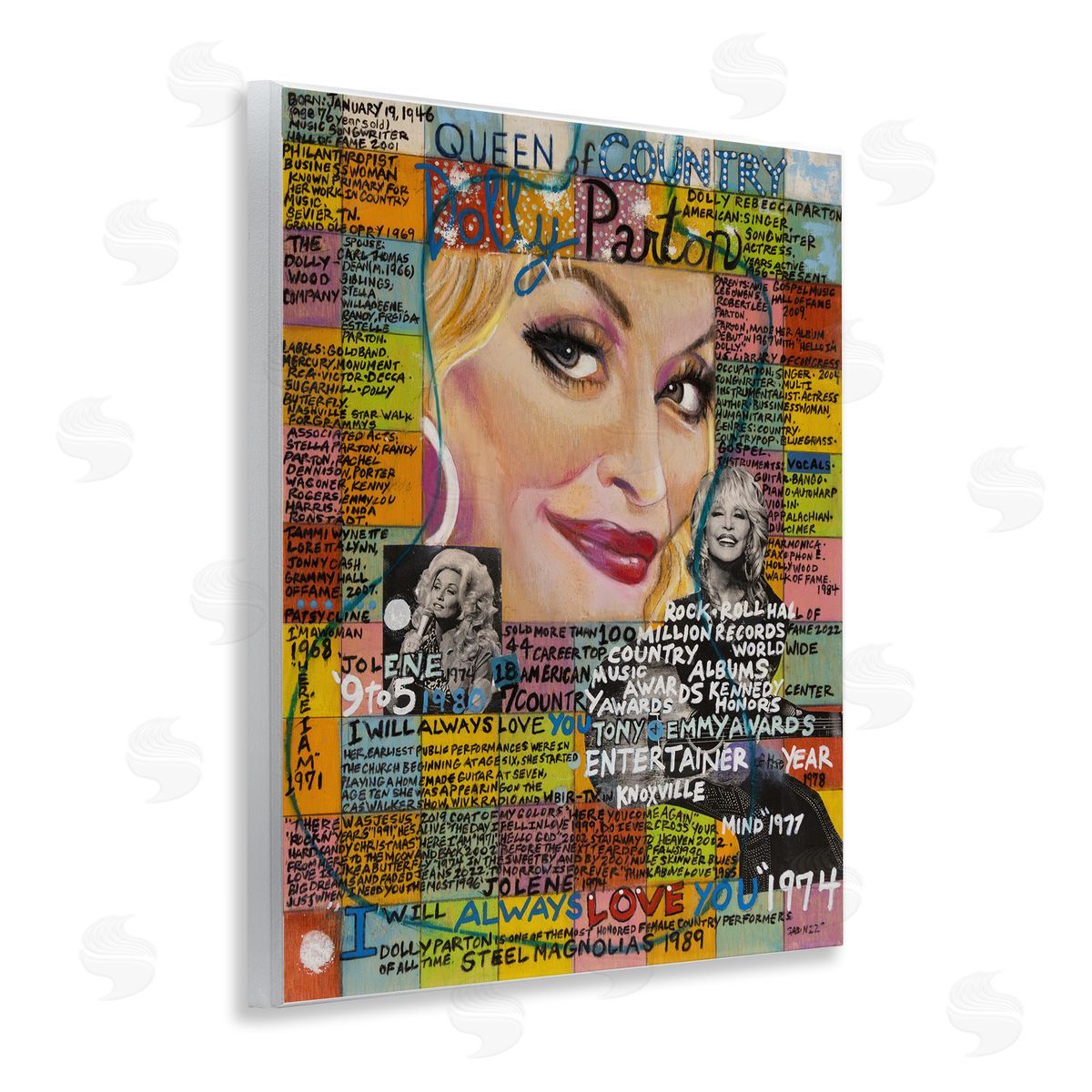 Sabin Dolly Parton Collage Wooden Wall Plaque Art Print
