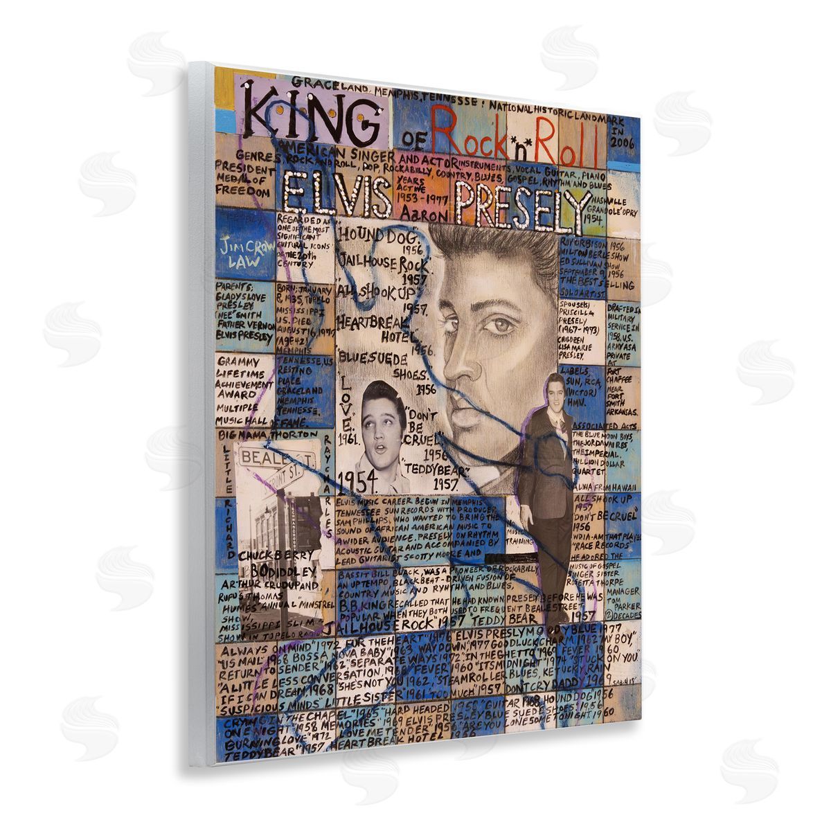 Sabin Elvis Presley Collage Wooden Wall Plaque Art Print