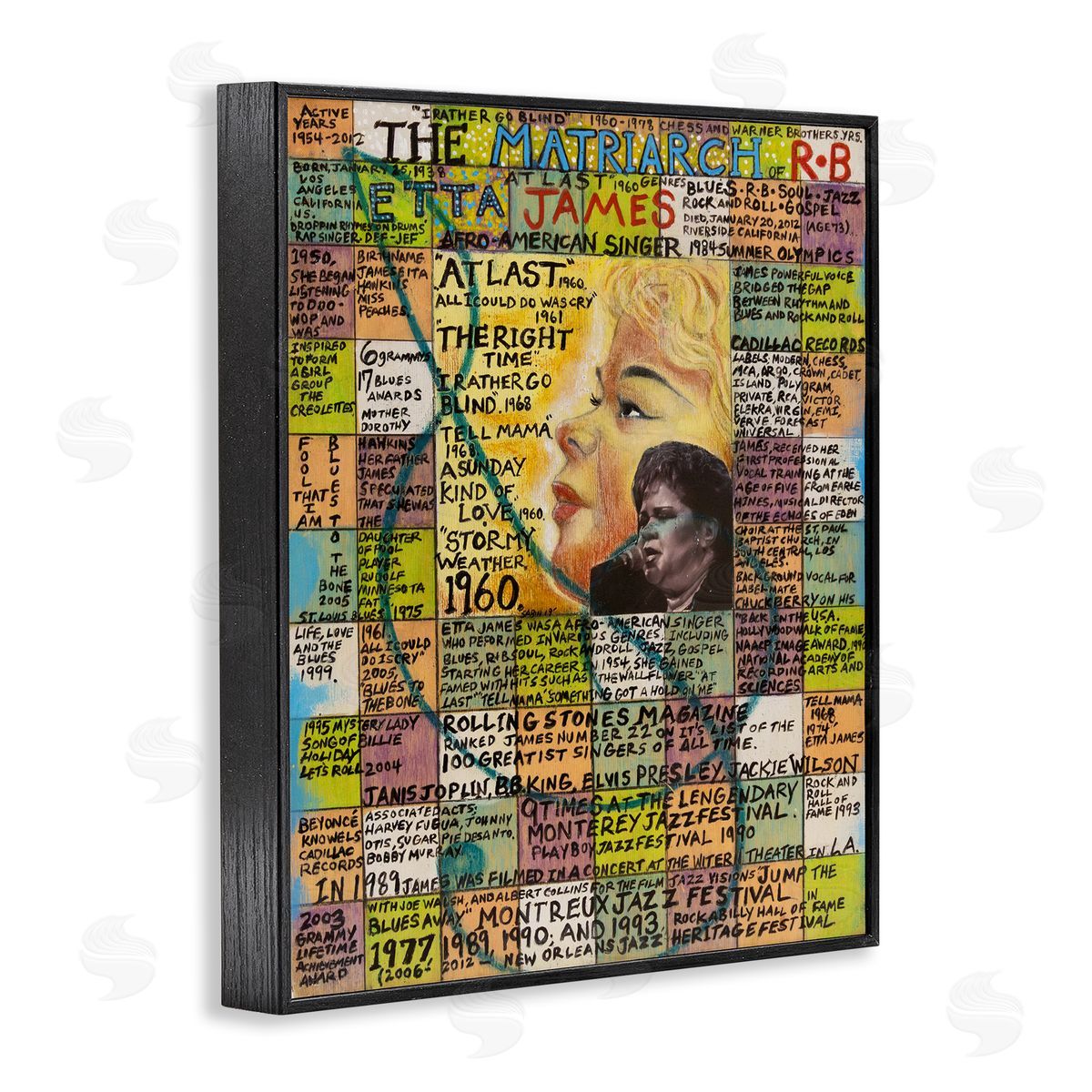 Sabin Etta James Collage Black Framed Giclee Wall Art Print