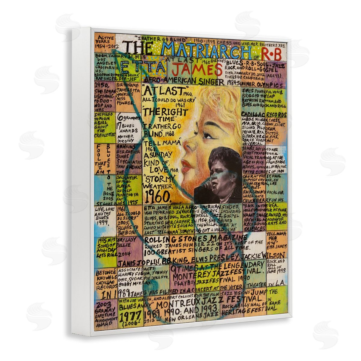 Sabin Etta James Collage White Framed Giclee Wall Art Print