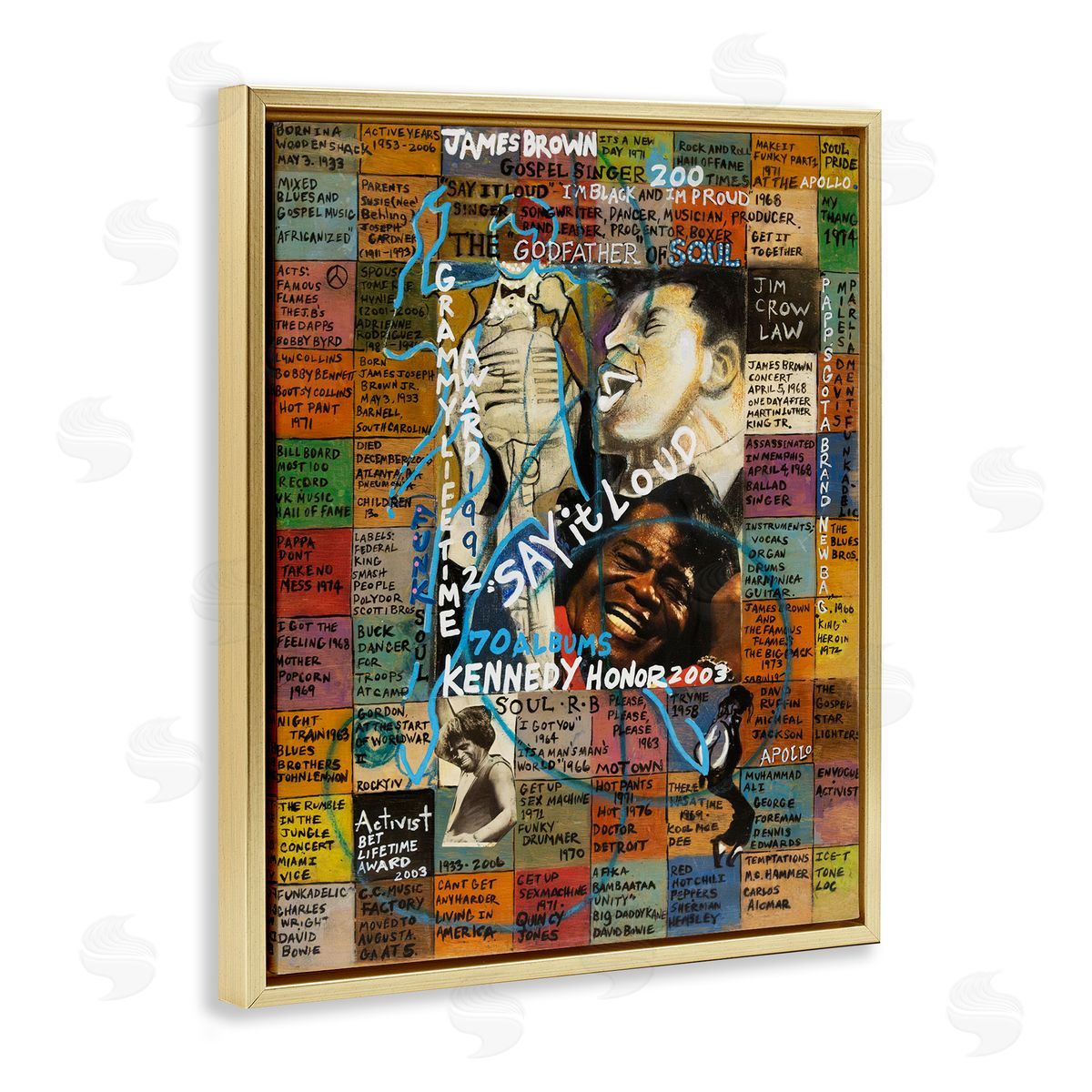 Sabin James Brown Collage Gold Floating Frame Canvas Wall Art Print