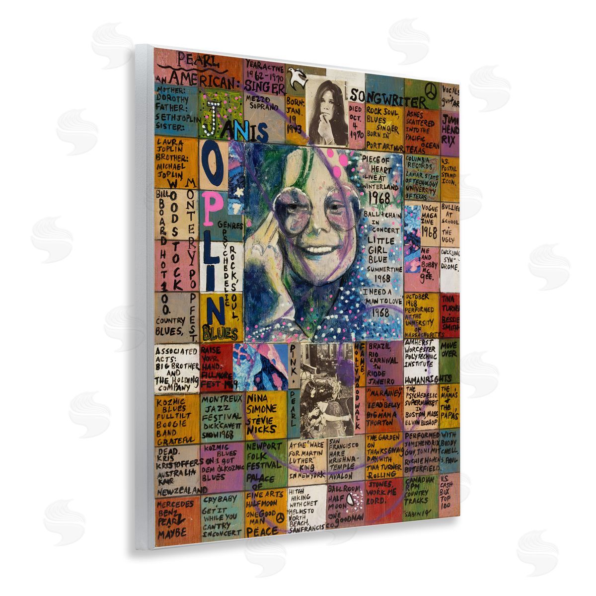 Sabin Janis Joplin Collage Wooden Wall Plaque Art Print