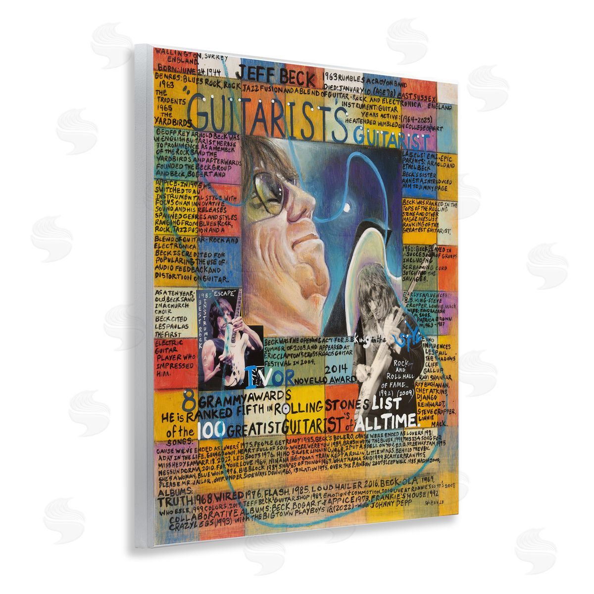 Sabin Jeff Beck Collage Wooden Wall Plaque Art Print