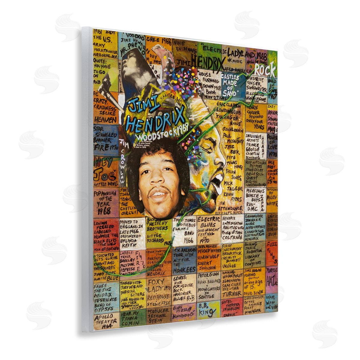 Sabin Jimi Hendrix Collage Wooden Wall Plaque Art Print