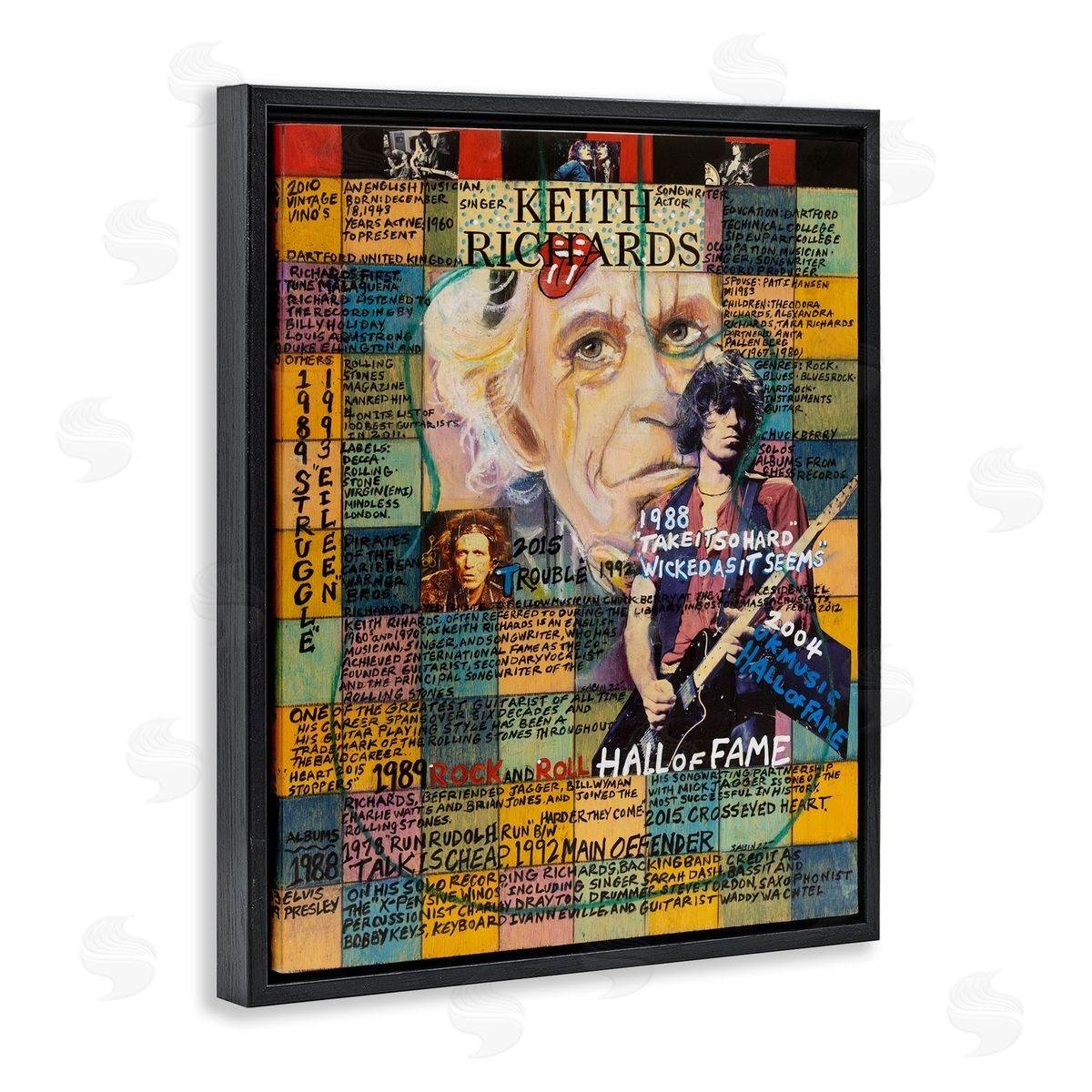 Sabin Keith Richards Collage Black Floating Frame Canvas Wall Art Print