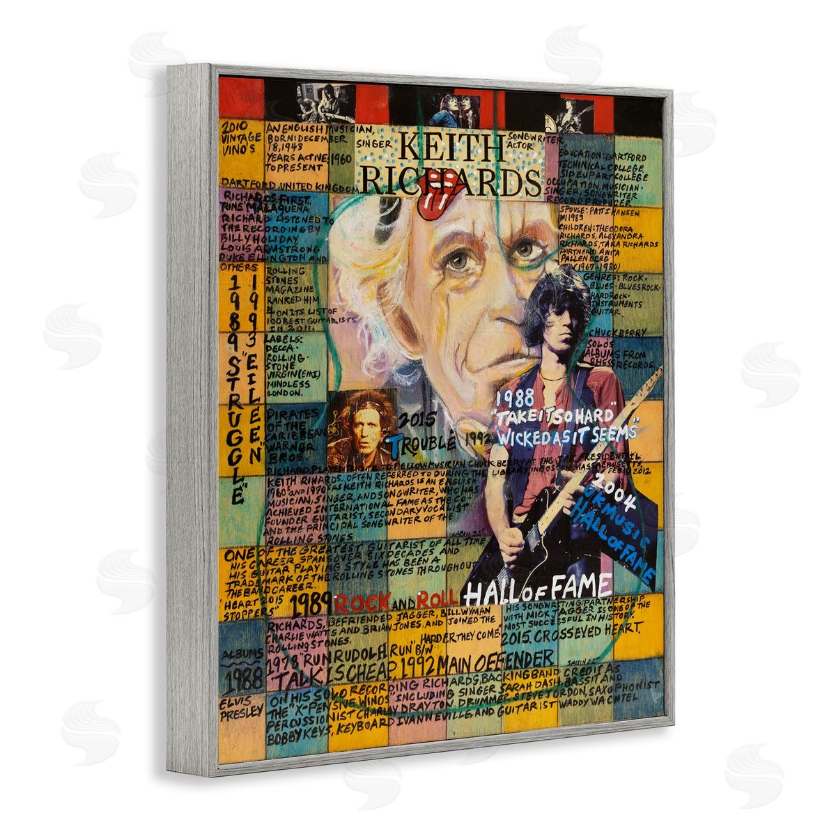 Sabin Keith Richards Collage Gray Framed Giclee Wall Art Print