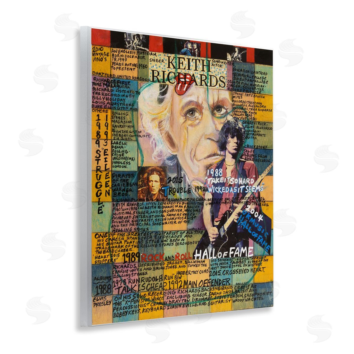 Sabin Keith Richards Collage Wooden Wall Plaque Art Print