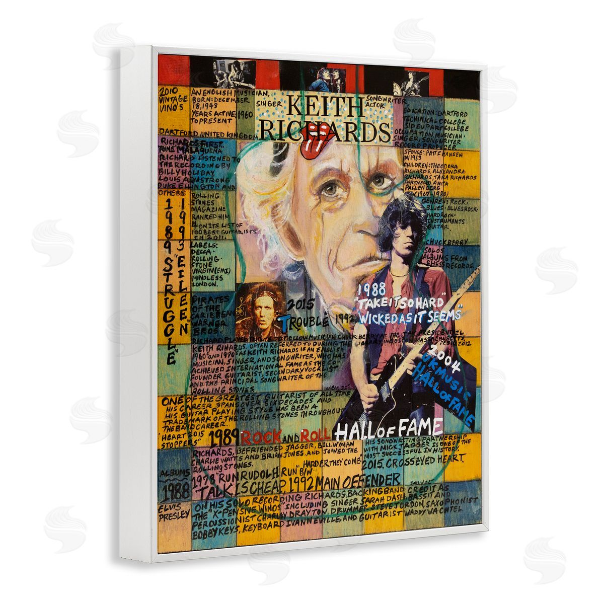 Sabin Keith Richards Collage White Framed Giclee Wall Art Print