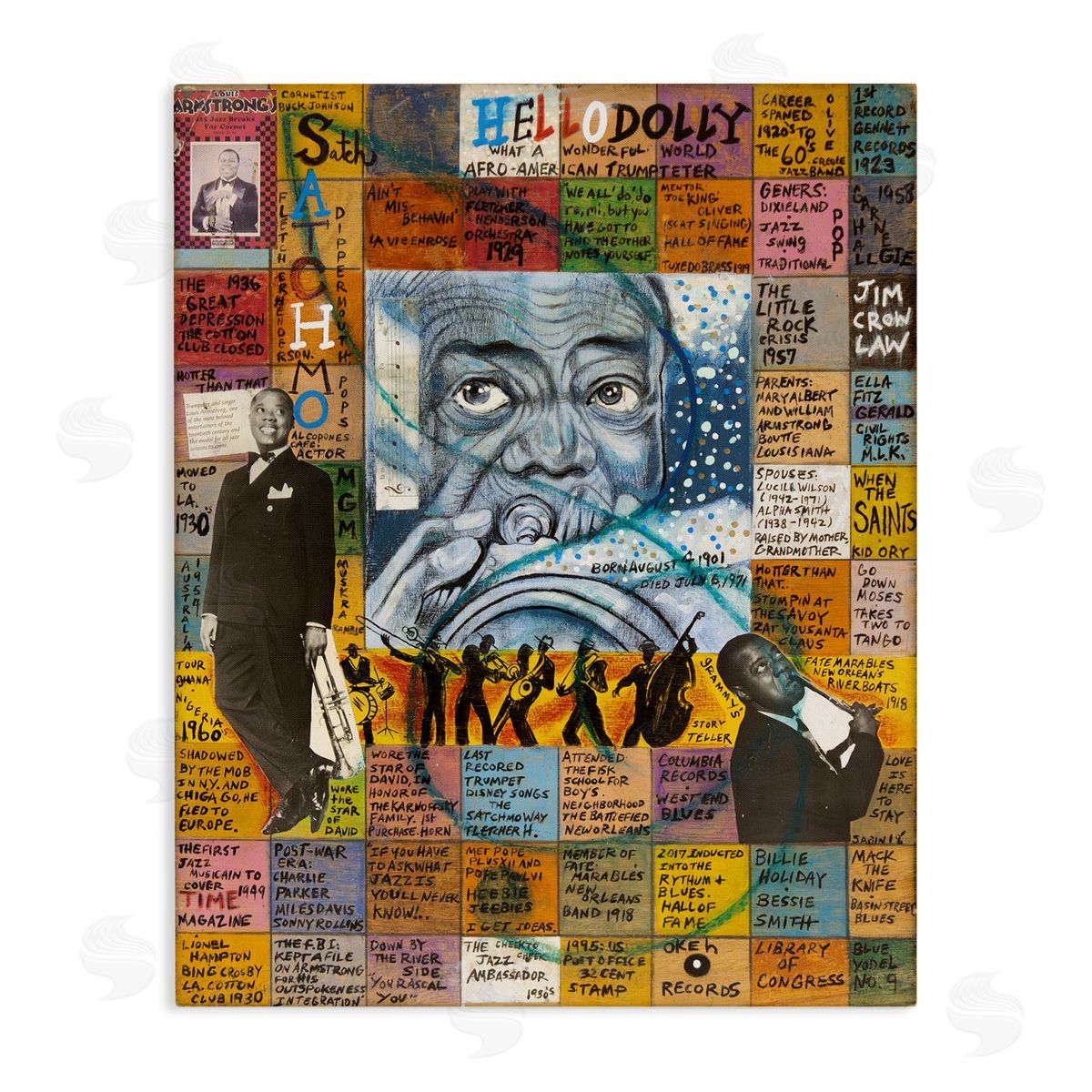 Sabin Louis Armstrong Collage Canvas Wall Art Print