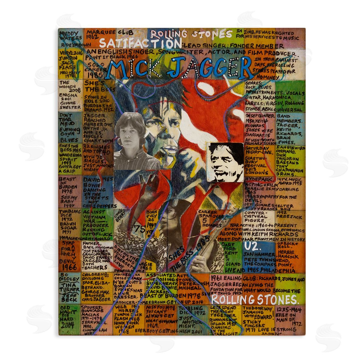 Sabin Mick Jagger Collage Canvas Wall Art Print