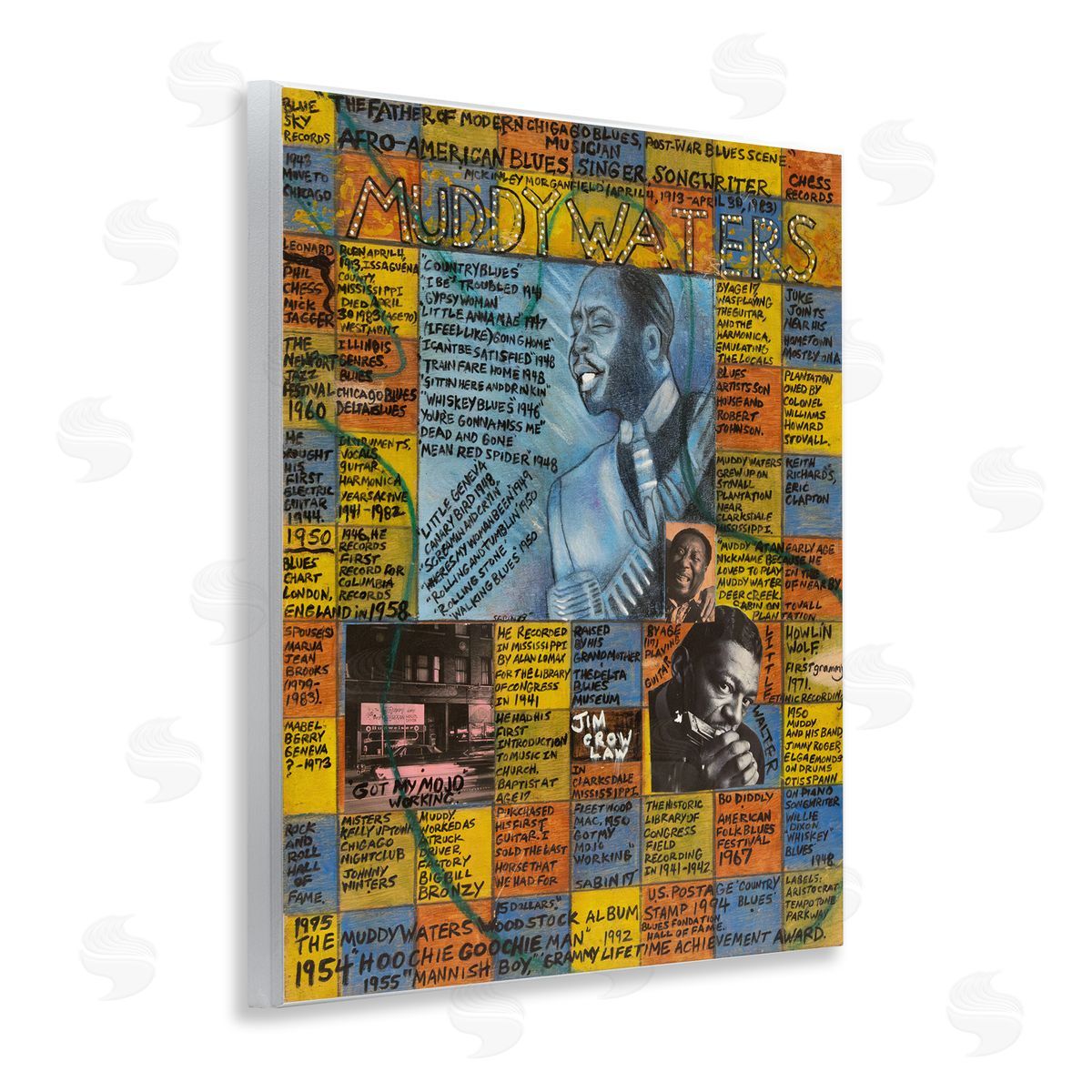 Sabin Muddy Waters Collage Wooden Wall Plaque Art Print