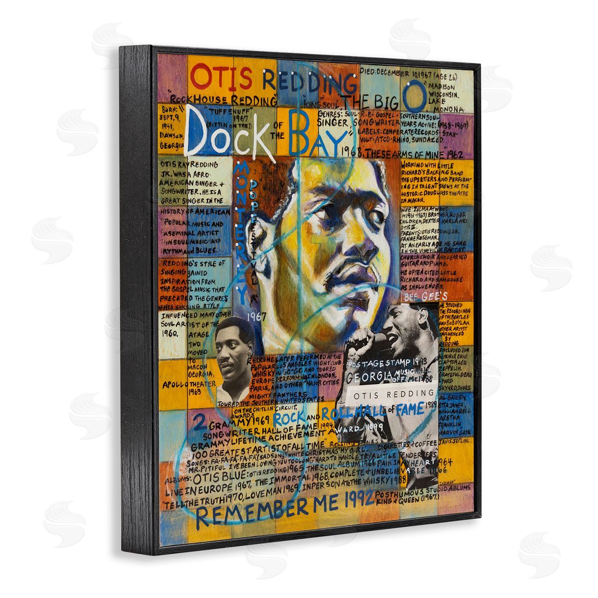 Sabin Otis Redding Collage Black Framed Giclee Wall Art Print