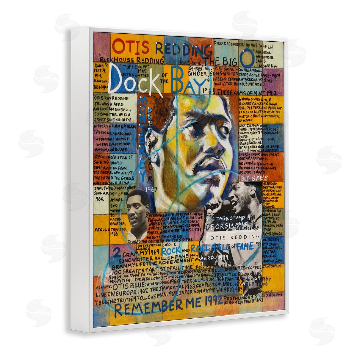 Sabin Otis Redding Collage White Framed Giclee Wall Art Print