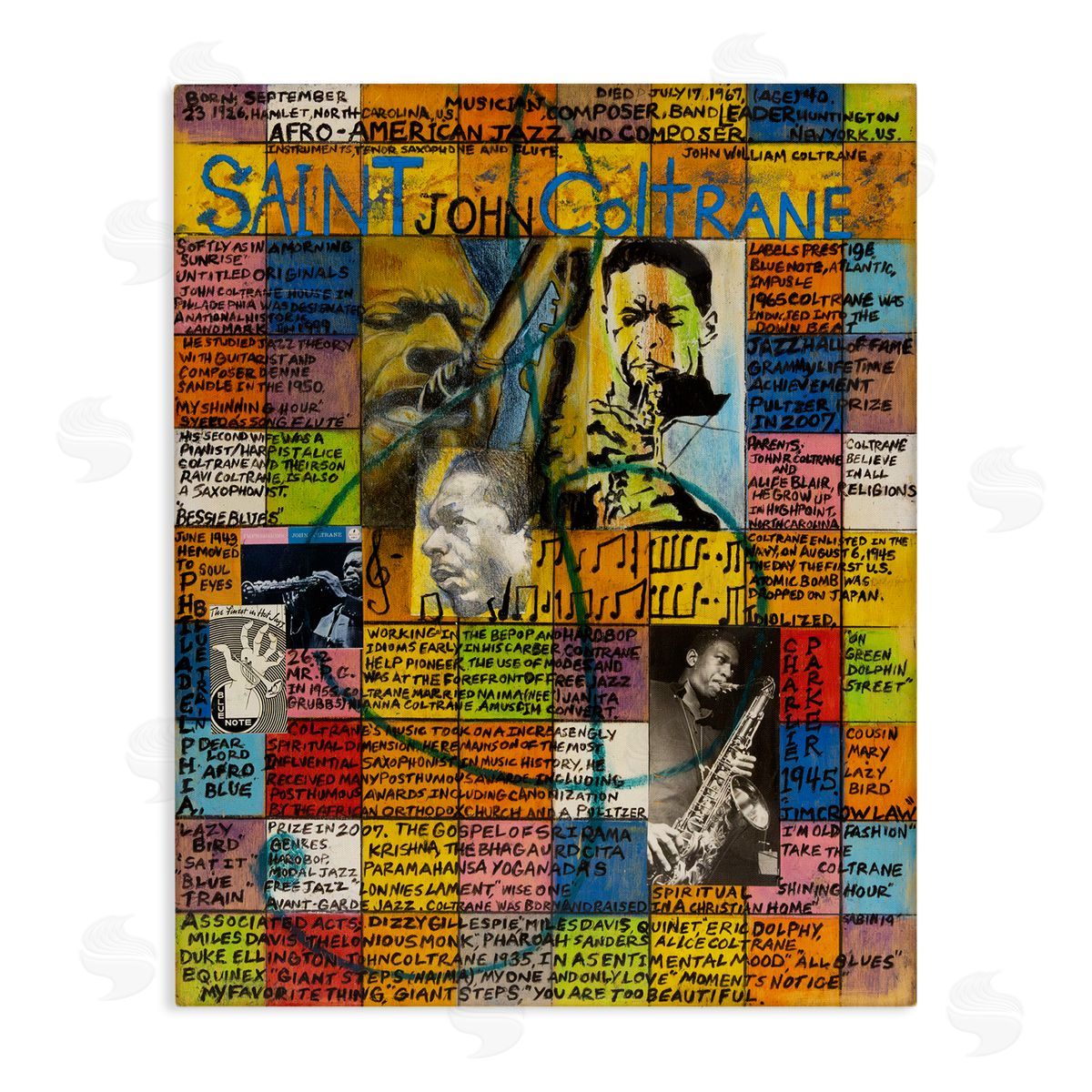 Sabin Saint John Coltrane Collage Canvas Wall Art Print