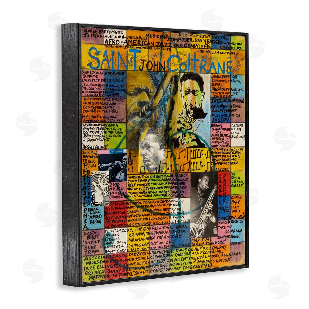 Sabin Saint John Coltrane Collage Black Framed Giclee Wall Art Print