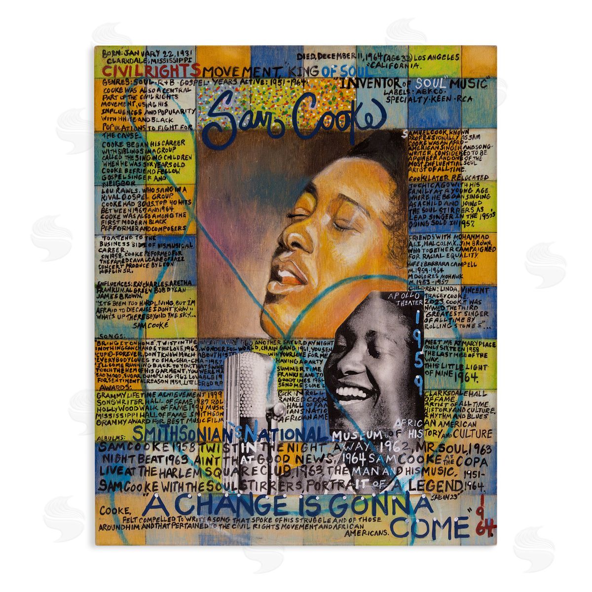 Sabin Sam Cooke Collage Canvas Wall Art Print
