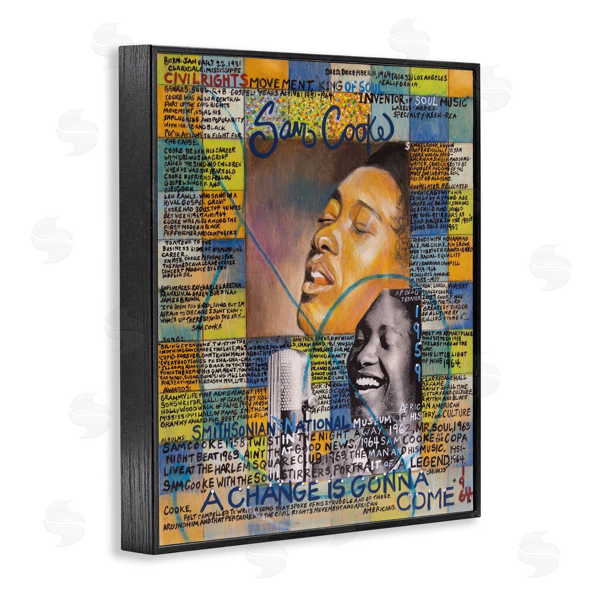 Sabin Sam Cooke Collage Black Framed Giclee Wall Art Print