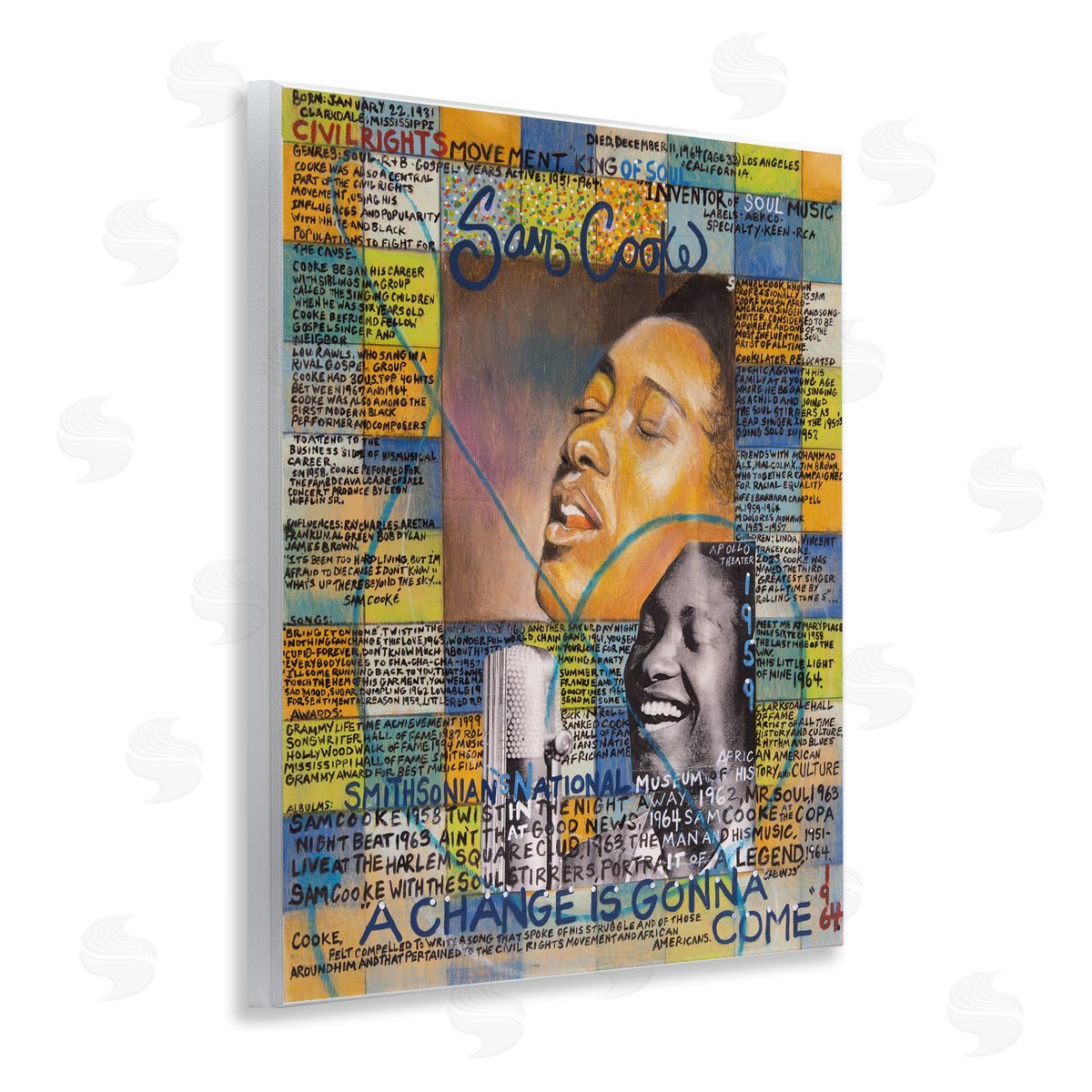 Sabin Sam Cooke Collage Wooden Wall Plaque Art Print
