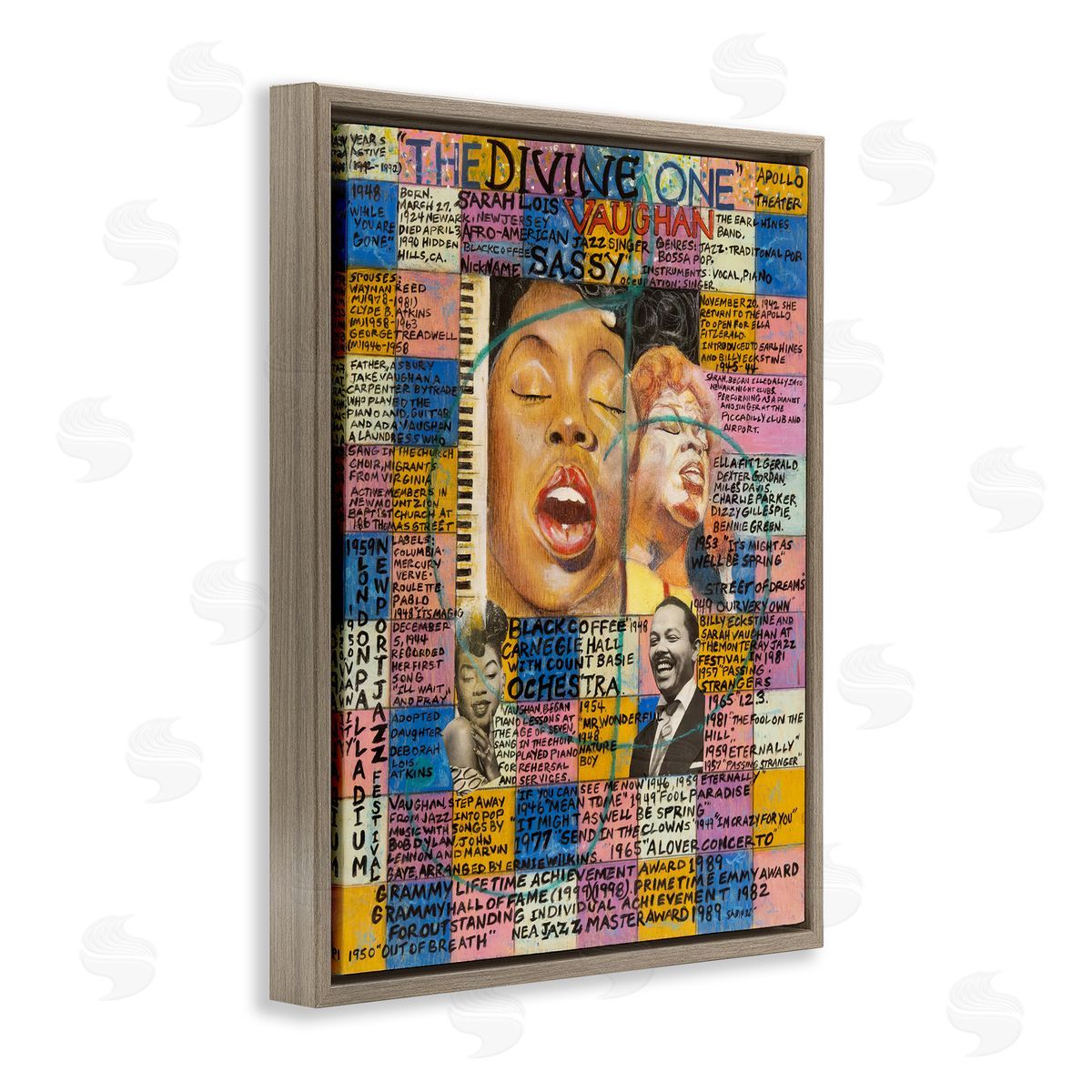 Sabin Sarah Lois Vaughan Collage Brown Floating Frame Canvas Wall Art Print