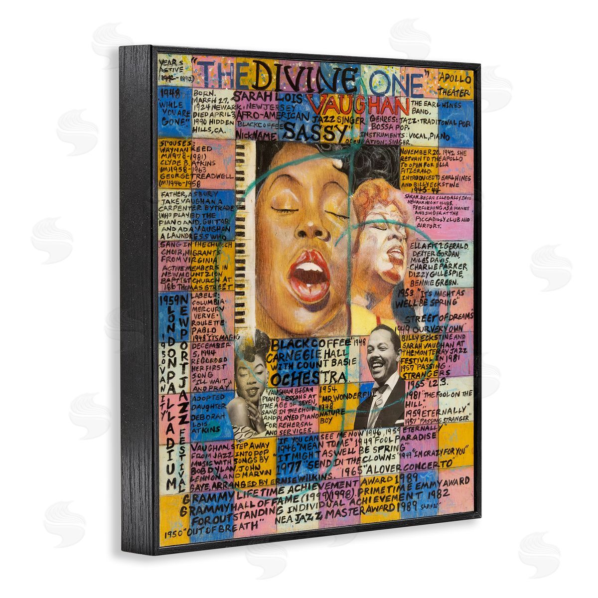 Sabin Sarah Lois Vaughan Collage Black Framed Giclee Wall Art Print