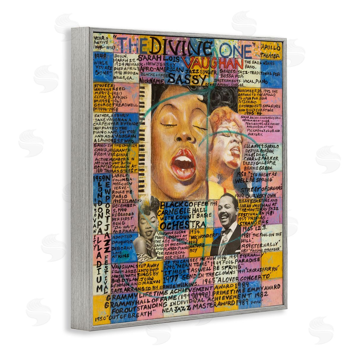 Sabin Sarah Lois Vaughan Collage Gray Framed Giclee Wall Art Print