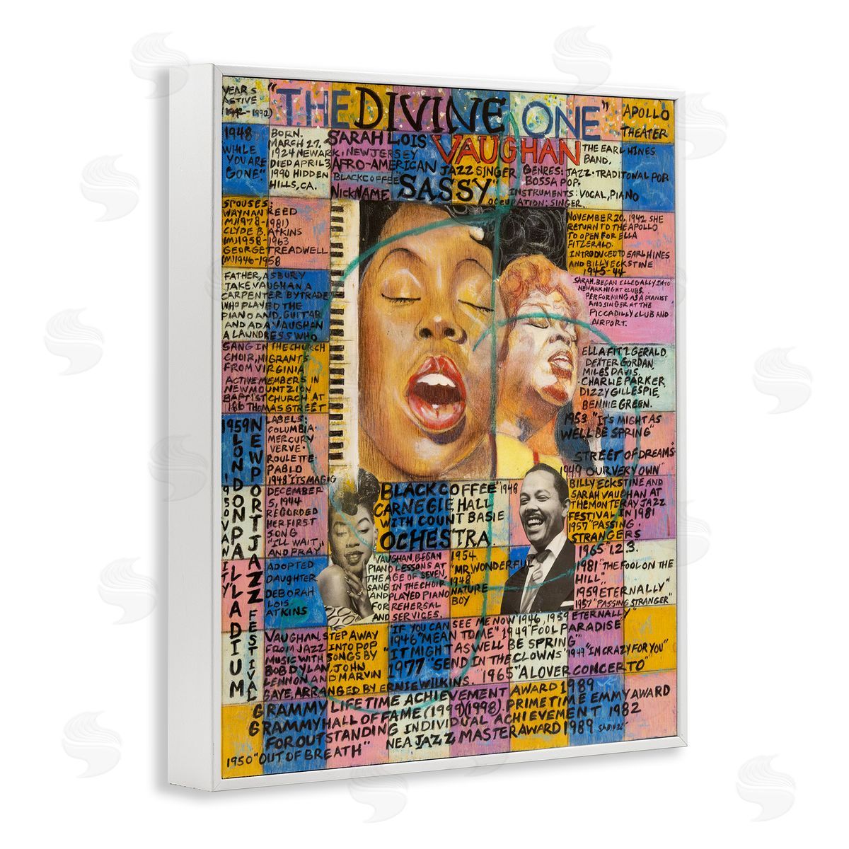 Sabin Sarah Lois Vaughan Collage White Framed Giclee Wall Art Print